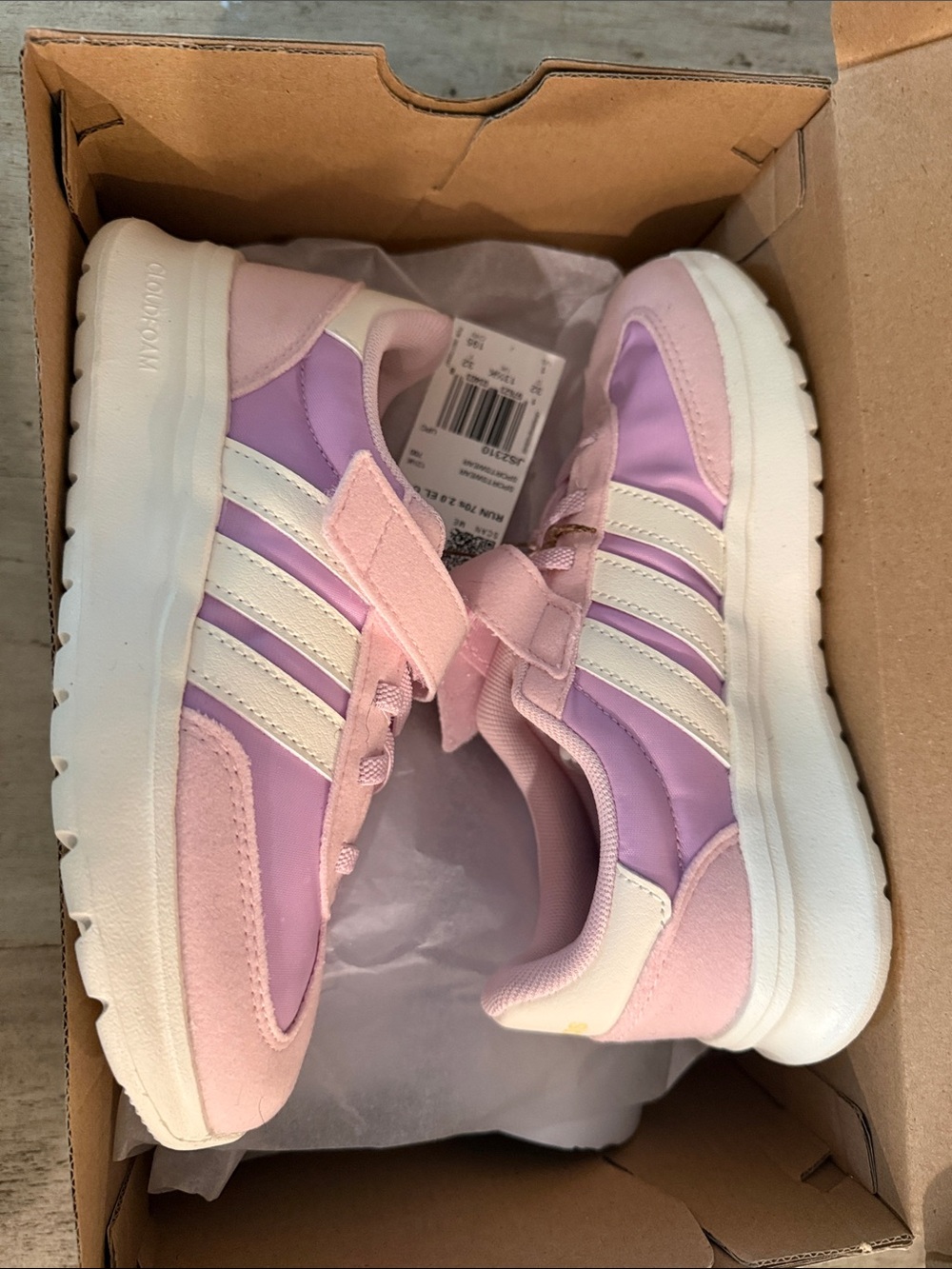 adidas Kids Lavender and Pink Velcro Sneakers - Picture 2 of 2